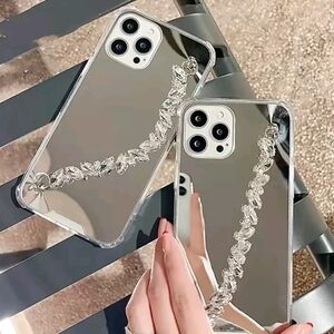 Samsung Galaxy S23 Ultra Mirror Phone Case with Crystal Strap
